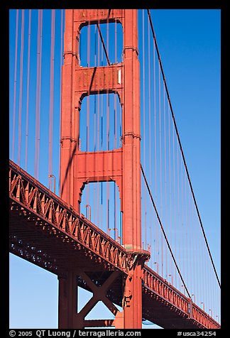 Golden Gate Bridge pillar. San Francisco, California, USA