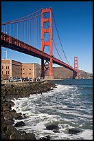 Three-story Fort Point below the Golden Gate Bridge. San Francisco, California, USA (color)