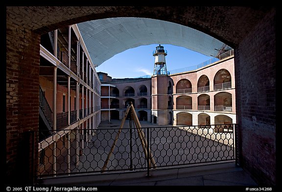 Fort Point courtyard and galleries. San Francisco, California, USA (color)