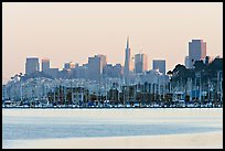 City skyline with Sausalito houseboats of Richardson Bay in the background. San Francisco, California, USA ( color)