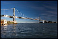 Pier, Oakland Bay Bridge, and Yerba Buena Island, early morning. San Francisco, California, USA (color)