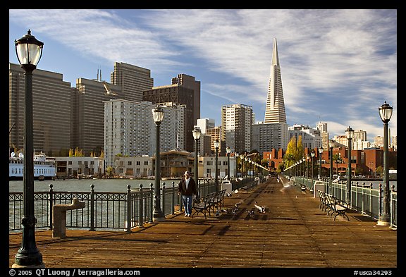 Pier seven and skyline, morning. San Francisco, California, USA (color)