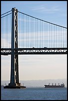 Bay Bridge and tanker,  morning. San Francisco, California, USA ( color)