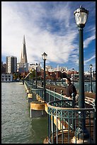 Visitor standing on pier 7, morning. San Francisco, California, USA ( color)