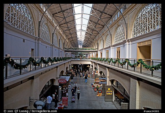 Central nave  of the renovated Ferry building. San Francisco, California, USA (color)