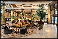 Man sitting in the lobby of the Fairmont Hotel. San Francisco, California, USA ( color)