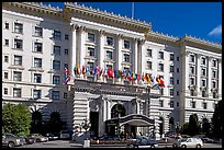 Facade of the Fairmont Hotel, early afternoon. San Francisco, California, USA