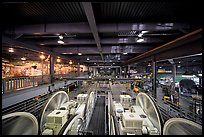 Wide inside view of historic cable car barn. San Francisco, California, USA ( color)