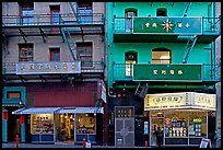 Painted houses in Wawerly Alley, Chinatown. San Francisco, California, USA (color)
