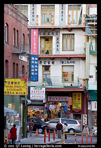 Waverley Alley and street in Chinatown. San Francisco, California, USA (color)