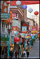 Grant Street, the most commercial street of Chinatown. San Francisco, California, USA