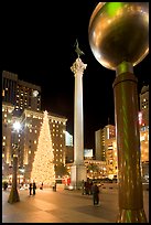 Union Square at night. San Francisco, California, USA