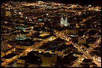 Above view of North Beach at night. San Francisco, California, USA (color)