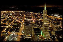 City lights with Transamerica Pyramid. San Francisco, California, USA