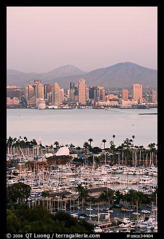 Skyline, Lyon Peak, and San Miguel Mountain, sunset. San Diego, California, USA (color)