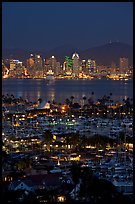 San Diego Yacht Club and skyline at night. San Diego, California, USA ( color)