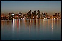 Skyline from Harbor Island, dawn. San Diego, California, USA