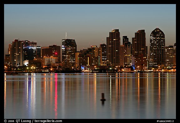 Skyline and buoy, dawn. San Diego, California, USA (color)