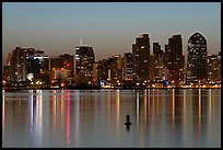 Skyline and buoy, dawn. San Diego, California, USA