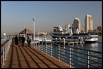 Pier, ferry, and skyline, Coronado. San Diego, California, USA (color)