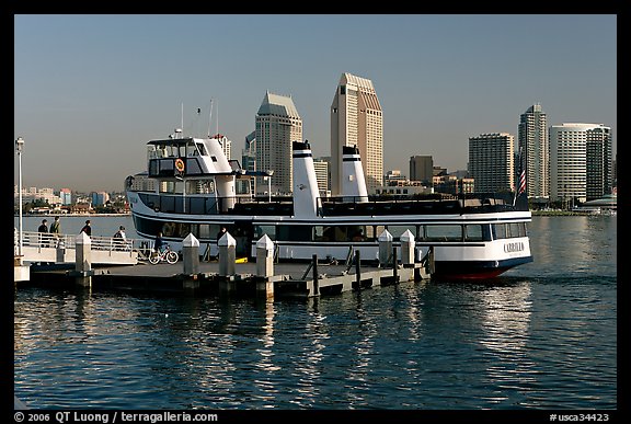 Ferry and skyline, Coronado. San Diego, California, USA