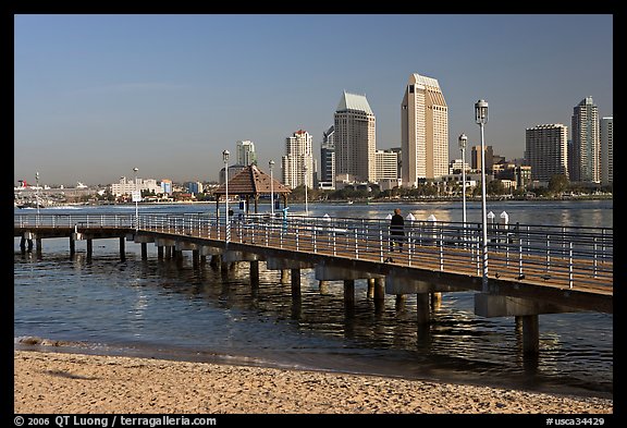 Beach, pier, and skyline, Coronado. San Diego, California, USA