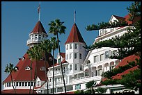 Turrets and towers of Hotel Del Coronado. San Diego, California, USA (color)