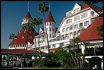 Facade of Hotel Del Coronado in victorian style. San Diego, California, USA