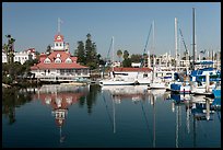 Harbor and boathouse restaurant, Coronado. San Diego, California, USA (color)