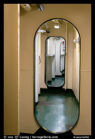 Corridor, USS Midway. San Diego, California, USA (color)