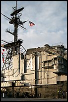 Island superstructure, USS Midway aircraft carrier. San Diego, California, USA