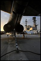 Aircraft with landing hook deployed, San Diego Aircraft  carrier museum. San Diego, California, USA ( color)