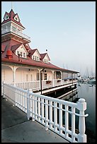 Fence and boathouse, Coronado. San Diego, California, USA