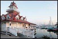 Boathouse and yachts, Coronado. San Diego, California, USA (color)