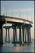 Section of Coronado-San Diego Bay Bridge seen from Coronado, early morning. San Diego, California, USA ( color)
