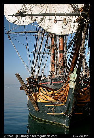 HMS Surprise, a replica of a 18th century Royal Navy frigate, Maritime Museum. San Diego, California, USA (color)