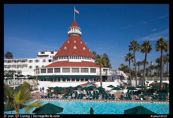 Swimming pool of hotel Del Coronado. San Diego, California, USA