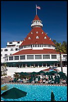 Swimming pool and tower,  Del Coronado hotel. San Diego, California, USA