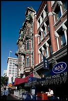 Gaslamp quarter street with historic buildings. San Diego, California, USA