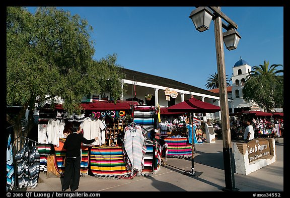 Store selling colorful mexican clothing, Old Town. San Diego, California, USA (color)
