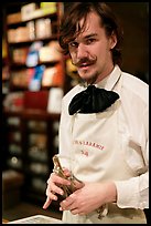 Alexander Kraft in cigar store, Old Town. San Diego, California, USA (color)