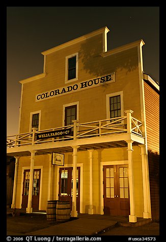 Colorado House at night, Old Town State Historic Park. San Diego, California, USA (color)