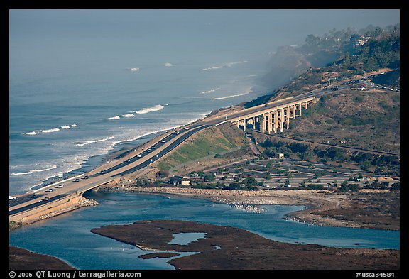 Coastal highway, early morning. La Jolla, San Diego, California, USA (color)