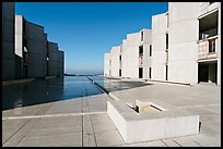 Square fountain and courtyard, Salk Institute. La Jolla, San Diego, California, USA (color)