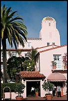 La Valencia Hotel, in spanish colonial style. La Jolla, San Diego, California, USA (color)