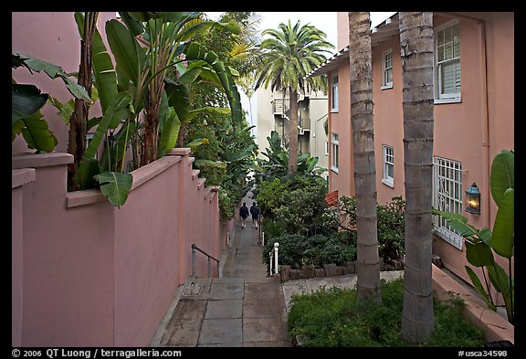 Narrow Alley. La Jolla, San Diego, California, USA (color)