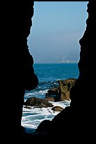 View through a seacave at the Cove. La Jolla, San Diego, California, USA (color)