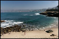 Girls on beach, the Cove. La Jolla, San Diego, California, USA (color)