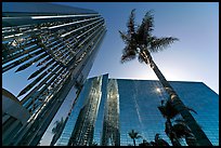 Bell tower and sun shining through the Crystal Cathedral Facade,. Garden Grove, Orange County, California, USA ( color)