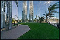 Reflections in  Crystal Cathedral, home of Televangelist Robert Schuller. Garden Grove, Orange County, California, USA (color)